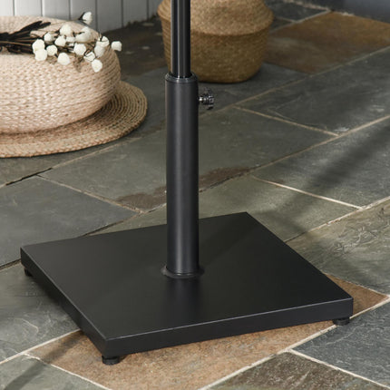 Steel Square Parasol Stand Base with Adjustable Knob - Black