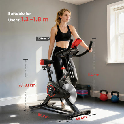 Indoor Upright Exercise Bike Machine, with Adjustable Seat, Resistance, Handlebar, LCD Display