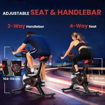 Indoor Upright Exercise Bike Machine, with Adjustable Seat, Resistance, Handlebar, LCD Display