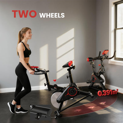 Indoor Upright Exercise Bike Machine, with Adjustable Seat, Resistance, Handlebar, LCD Display