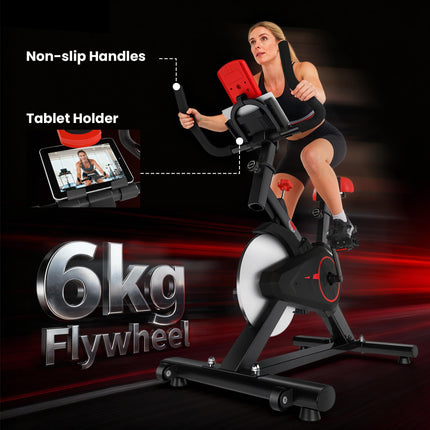 Indoor Upright Exercise Bike Machine, with Adjustable Seat, Resistance, Handlebar, LCD Display