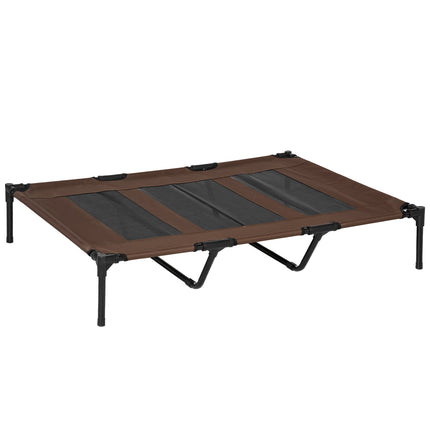 Elevated Cooling Dog Bed Portable Raised Pet Cot with Breathable Mesh & No-Slip Feet - Brown