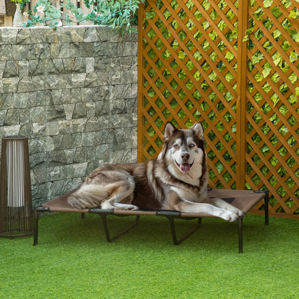 Elevated Cooling Dog Bed Portable Raised Pet Cot with Breathable Mesh & No-Slip Feet - Brown