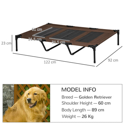 Elevated Cooling Dog Bed Portable Raised Pet Cot with Breathable Mesh & No-Slip Feet - Brown