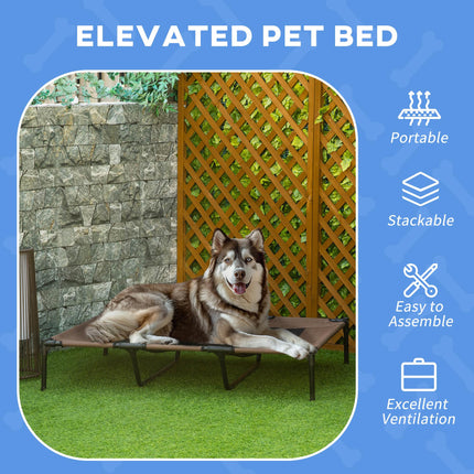 Elevated Cooling Dog Bed Portable Raised Pet Cot with Breathable Mesh & No-Slip Feet - Brown