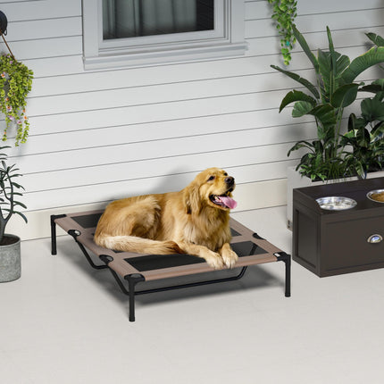 Elevated Cooling Dog Bed Portable Raised Pet Cot with Breathable Mesh & No-Slip Feet - Brown