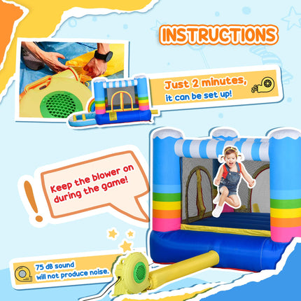 Kids 2-in-1 Bouncy Castle Inflatable Trampoline Water Pool 2.9x2x1.55m - Rainbow