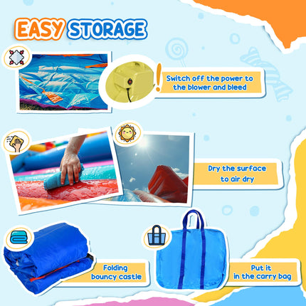 Kids 2-in-1 Bouncy Castle Inflatable Trampoline Water Pool 2.9x2x1.55m - Rainbow