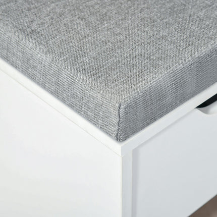 Shoe Bench with Cushion, 7-Compartment Storage Cabinet, Adjustable Shelves & Drawer for Entryway - White and Grey