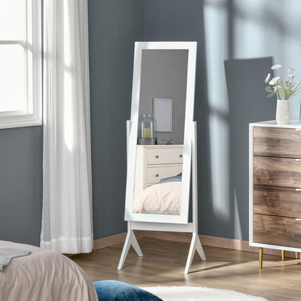 Freestanding Adjustable Tall Dressing Mirror 148x47cm - White