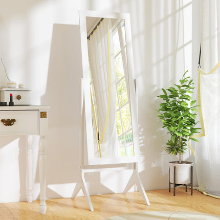 Freestanding Adjustable Tall Dressing Mirror 148x47cm - White