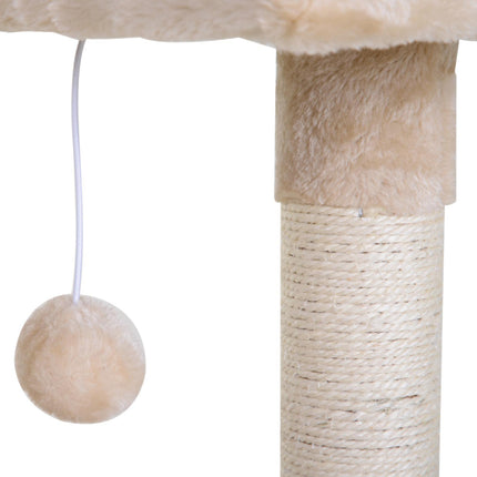 Two-Tier Cat Tree with Hammock, Sisal Scratching Post & Dangle Toy 70cm - Beige