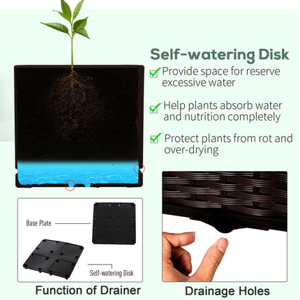 Set of 2 Raised Garden Beds with Self-Watering Planters - Brown