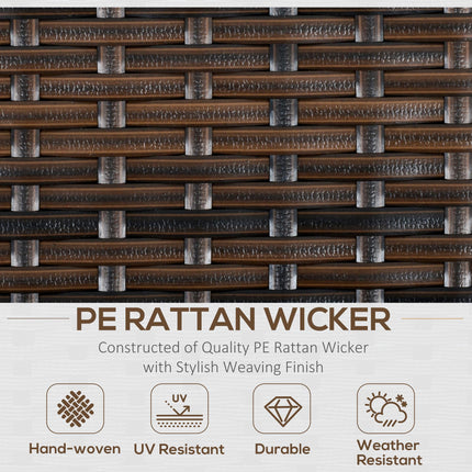 Six-Piece Rattan Sofa Set, with Glass-Top Table - Mixed Brown