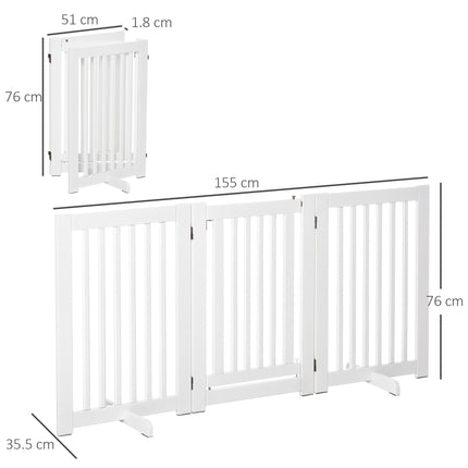 PawHut Freestanding Expandable MDF Dog Gate with Latched Door - White