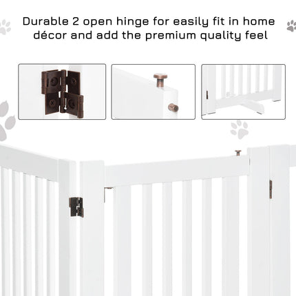 PawHut Freestanding Expandable MDF Dog Gate with Latched Door - White