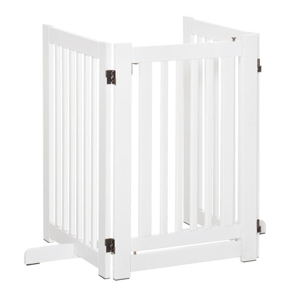 PawHut Freestanding Expandable MDF Dog Gate with Latched Door - White