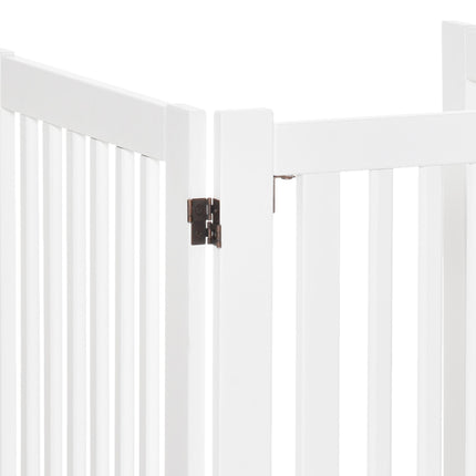 PawHut Freestanding Expandable MDF Dog Gate with Latched Door - White