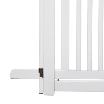 PawHut Freestanding Expandable MDF Dog Gate with Latched Door - White