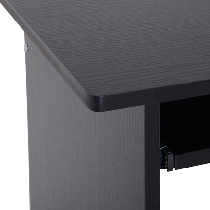 Compact Small Computer Desk with Keyboard Tray and Storage Shelf for Home Office Gaming Study - Black