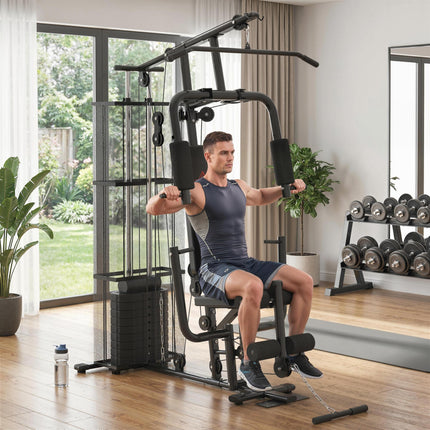 Multifunction Home Gym Weight Training Exercise Station Fitness Strength Machine - Black