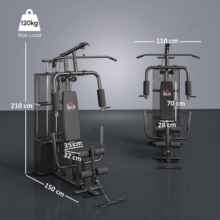 Multifunction Home Gym Weight Training Exercise Station Fitness Strength Machine - Black