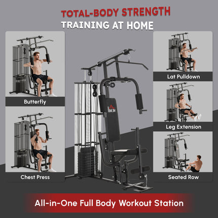 Multifunction Home Gym Weight Training Exercise Station Fitness Strength Machine - Black