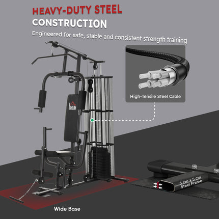 Multifunction Home Gym Weight Training Exercise Station Fitness Strength Machine - Black