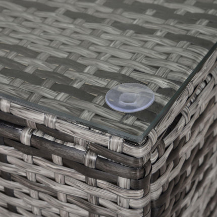 Rattan Coffee Table with Tempered Glass Top 85x50cm - Mixed Grey