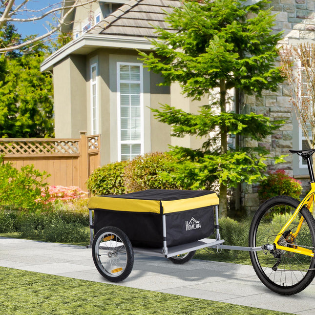 Steel Frame Bike Cargo and Luggage Trailer with Hitch - Yellow