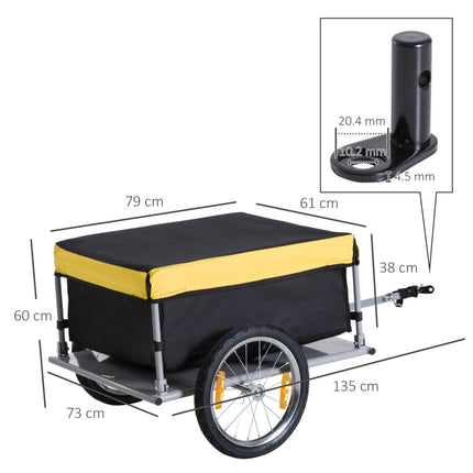 Steel Frame Bike Cargo and Luggage Trailer with Hitch - Yellow