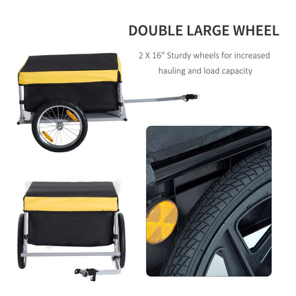Steel Frame Bike Cargo and Luggage Trailer with Hitch - Yellow