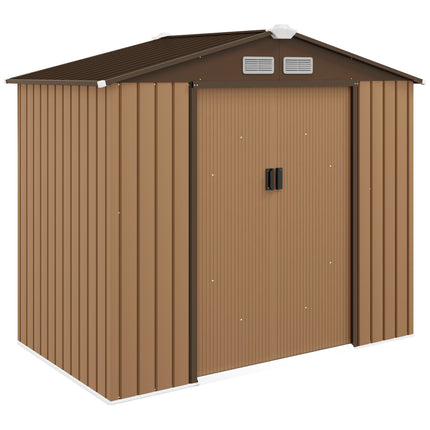 7 x 4 ft Lockable Metal Garden Shed with Sloping Roof - Yellow