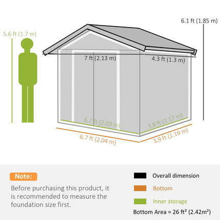 7 x 4 ft Lockable Metal Garden Shed with Sloping Roof - Yellow