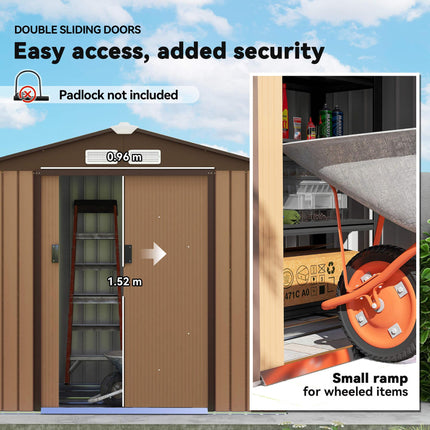 7 x 4 ft Lockable Metal Garden Shed with Sloping Roof - Yellow