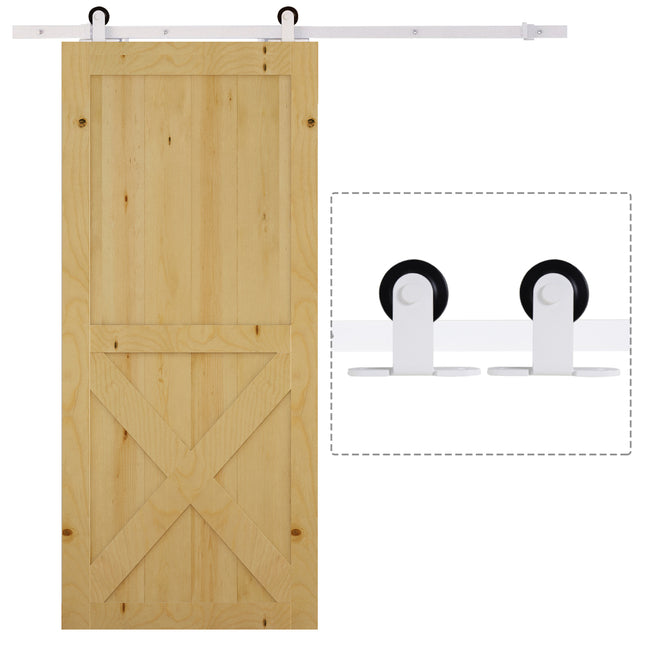 6ft Carbon Steel Sliding Barn Door Track Kit - White