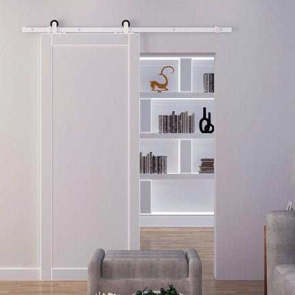 6ft Carbon Steel Sliding Barn Door Track Kit - White