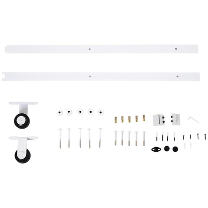 6ft Carbon Steel Sliding Barn Door Track Kit - White