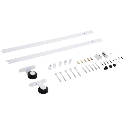 6ft Carbon Steel Sliding Barn Door Track Kit - White