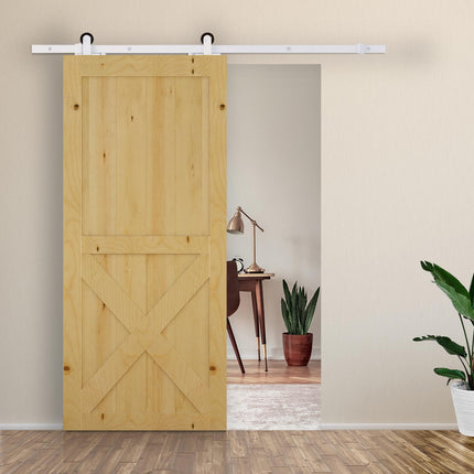 6ft Carbon Steel Sliding Barn Door Track Kit - White