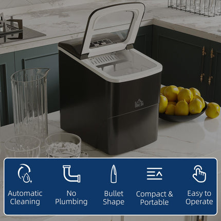 Portable Countertop Ice Maker Machine 9 Cubes in 8 Minutes - Black