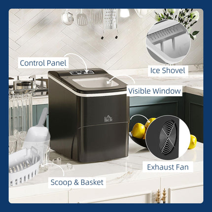 Portable Countertop Ice Maker Machine 9 Cubes in 8 Minutes - Black