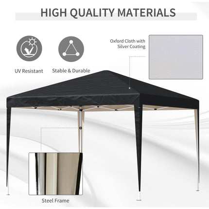 3 x 3m Heavy Duty Pop Up Garden Gazebo Marquee Tent with UV Protection - Black