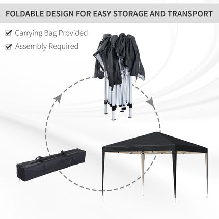 3 x 3m Heavy Duty Pop Up Garden Gazebo Marquee Tent with UV Protection - Black