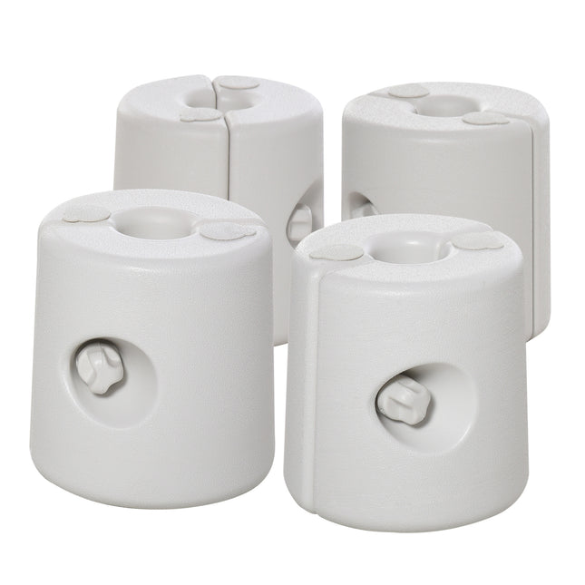 Set of 4 Tent Weight Bases for 20-30mm Poles with Quick Clip System - White