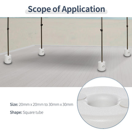 Set of 4 Tent Weight Bases for 20-30mm Poles with Quick Clip System - White