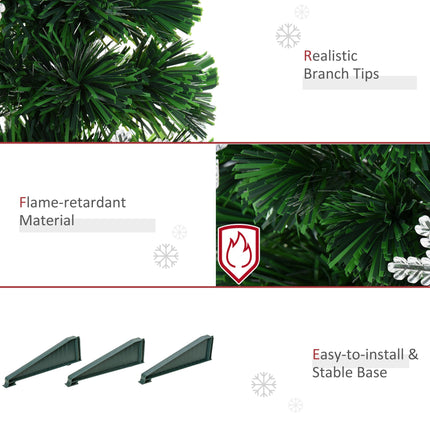 3ft Fibre Optic Christmas Tree with LED Snowflakes and Star - Green