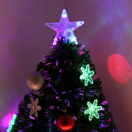 3ft Fibre Optic Christmas Tree with LED Snowflakes and Star - Green