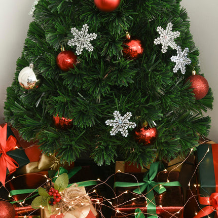 3ft Fibre Optic Christmas Tree with LED Snowflakes and Star - Green
