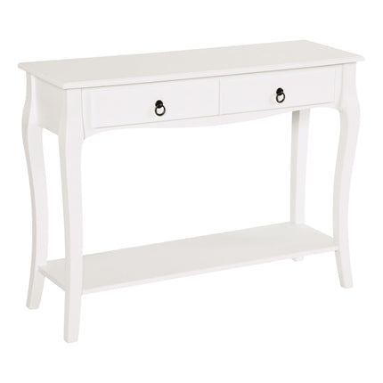 Modern Console Table with Drawers and Shelves for Living Room Entryway Bedroom - Ivory White
